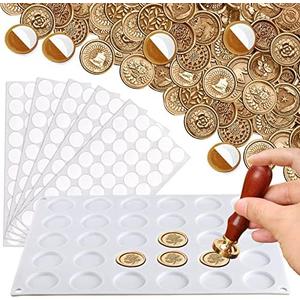 Palksky Wax Seal Mat, 30-Cavity Silicone Molds with 250 PCS Adhesive Dots, for DIY Craft, Paper, Cardboard, Indoor Use, Set of 2