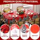 Christmas Tablecloth Rectangle 60x102 Inch, Red Snowman & Pine Tree Table Cloth, Winter Snow Scene Holiday Rectangular Table Cover, Waterproof and Washable Xmas Dining Room Decoration