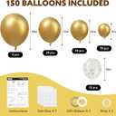 4 x JOYIN 150 Pcs Metallic Gold Balloons, Different Sizes 18 12 10 5 Inch Gold Latex Balloon Arch Kit with Instruction for Birthday Decoration Party Graduation Wedding Holiday