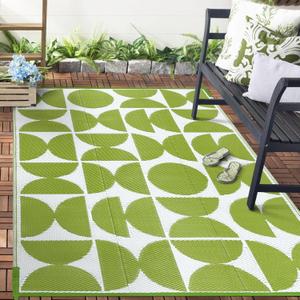 Wonnitar Waterproof Outdoor Rug 4x6, Reversible Plastic Straw RV Rug for Camping, Outside Patio Area Rug, Indoor Outdoor Portable Mat for Picnic Backyard Balcony Deck Decor (Green,4'x6') (3'11" x 5'11" (Rectangular))