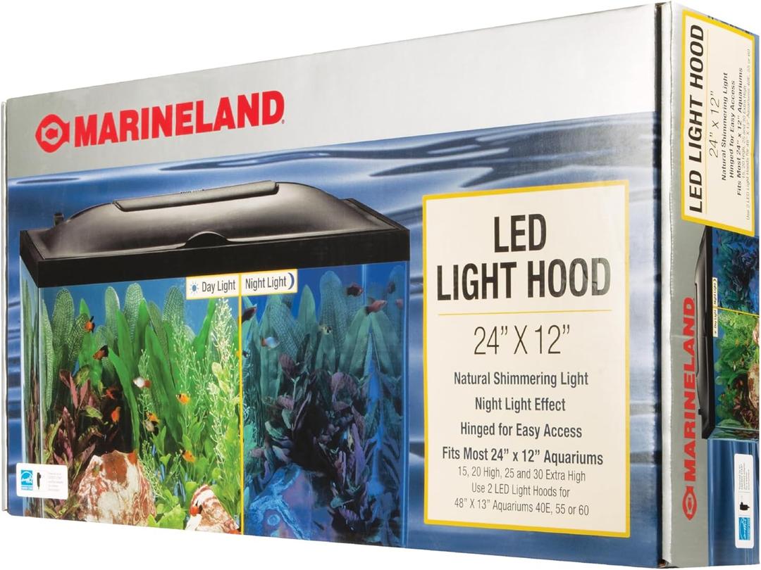 Marineland LED Light Hood For Aquariums, 24 Inches By 12 Inches, Natural Shimmering Light With Night Light Effect