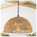 Gudicati Rattan Pendant Light Fixture Vintage Farmhouse 10.23" Hand Woven Bamboo Dome Pendant Light Modern Rustic Boho Wicker Basket Pendant Lighting for Kitchen Island, Bedroom, Dining Room