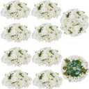 BLOSMON Wedding Flower Centerpieces for Tables: 10 Pcs 15.7" Large White Rose Hydrangea Artificial Flowers Ball Decorations - Faux Silk Floral Bouquet Arrangement for Home Party Event Decor