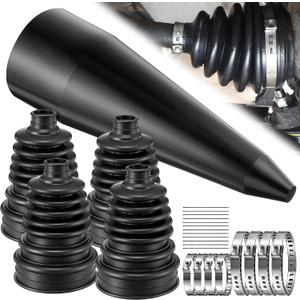 4 PCS Rubber CV Axle Boot Repair Kit with CV Boot Tool Cone Mounting, 8pcs Stainless Steel Clamps and 12pcs Cable ties for 2.32" 2.91" 3.35" Calibers, Waterproof Dustproof Protection for Protect Axle