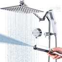 G-Promise All Metal 10 Inches Rain Shower Head with Handheld Built-in Power Wash Mode, 3-way Diverter with Pause Setting, 11 Inches Adjustable Extension Arm with Lock Joint, Long Hose (Chrome)