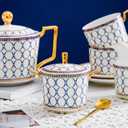 CwlwGO-15 Pieces Porcelain Tea Service Set for 4, Bone China Coffee Tea Sets,Tea Cup Set with Teapot, Sugar Bowl, Creamer Pitcher And Gifts Box, Britain Tea Cups and Saucer Sets For Women,Adults.