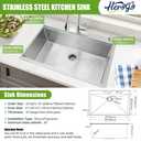 Herogo 33x22Inch Drop In Kitchen Sink, 18/10 Stainless Steel Topmount Handmade 10'' Deep Single Bowl Kitchen Workstaion Sink with 5 Accessories
