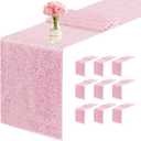10 Packs 12 x 72 inches Sequin Table Runner, Pink Glitter Table Runner for Birthday Party Supplies Wedding Engagement Baby Shower Holiday Celebration Event Decorations