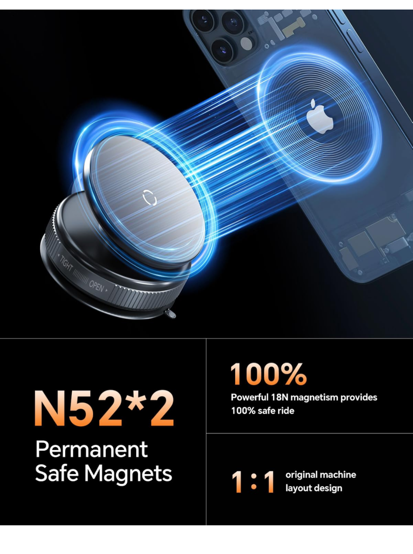 Vacuum Magnetic Suction Phone Holder with 360 Degree Rotation, Handsfree Vacuum Magnetic Phone Holder Mount for Car/Smooth Surface/Travel/Gym/Mirror,Phone Stand Compatible with iPhone 16/15/14/13