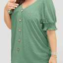 Beautife Womens Plus Size Tunic Tops V Neck Short Puff Sleeve Tops Casual Summer Eyelet Blouses