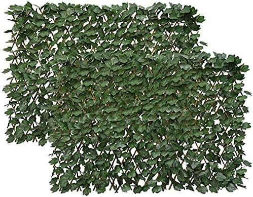 Garden Land Artificial Leaf Faux Ivy Expandable/Stretchable Privacy Fence Screen (2PC,Ivy)