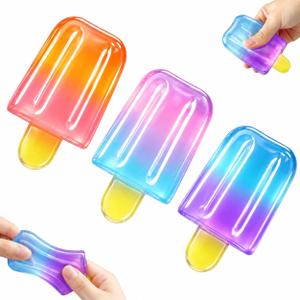 3-Pack Ice Cream Squeeze Squishy, Summer Sensory Stress Relief Squeeze Squishy, Realistic Ice Cream Squishy Toy, Party Favors for Anxiety Relief for Everyone (3PCS Ice Cream 01)