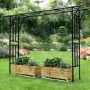 Carotex Flat Top Garden Arch Trellis Pergola, 11.8 x 9.02 FT Large Metal Arbor for Climbing Plants, Plastic-Coated Galvanized Steel Frame, Outdoor Decorative Arch for Garden, Backyard, Lawn (Black)