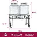 FineDine Glass Drink Dispenser with Stand & Stainless Steel Spigot 1 Gallon drink dispensers for parties, glass beverage dispenser Set, punch bowl for Lemonade, Juice, Infused Water & More, 2 Pack