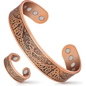 Mahnco Copper Bracelet for Men & Women,12X Strength Magnetic Bracelets & Lymphatic Drainage Ring for Men's, 100% Solid Pure Copper Jewelry Gift (Copper-Tree of Life)