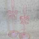 Bow Glass Candle Holders for Candlestick Holders Candle Stand Candle Sticks Holder Decor for Table Centerpiece Decor Girls Pink Room Set of 2