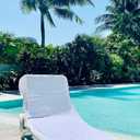 Black & White Brands (2-Pack) Luxury Chaise Lounge Chair Cover Towel 100% Plush Turkish Combed Cotton 30x85 White 500 GSM Absorbent Quick-Dry Fitted Pocket for Pool/Resort/Hotel/Spa/Beach - 2 Pack