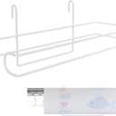 CroBlissful Paper Towel Holder for Wire Shelving 5'' D x 12'' W x 4.5'' H Hanging Paper Towel Holder Wire Shelf Accessories for Camp Dorm Laundry Room Stove Kitchen (White)