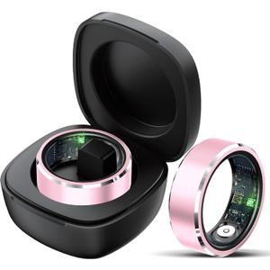 Smart Ring Sleep Tracker Heart Rate Monitor TikTok Control Fitness Tracker Blood Pressure Blood Oxygen Pedometer Step Counter Waterproof Health Smart Ring for Women Men (Pink)