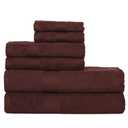 Ample Decor 100% Cotton Bathroom Towels Set of 6-2 Bath Towels, 2 Hand Towels, 2 Wash Cloths, Quick Drying - Brown Towel Sets