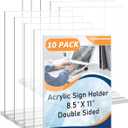 Pandaman PANDAMAN 10 Pack Acrylic Sign Holder 8.5 x 11, Vertical Double-Sided Acrylic Stands for Display, Plastic Sign Holder 8.5 x 11 Standing for Restaurant, Office, Store, Coffee Shop