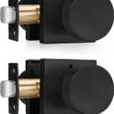 Haidms Matte Black Door Knobs Interior Privacy, Heavy Duty Square Black Interior Door Knobs for Bedroom, Zinc Alloy Privacy Door Knob Bathroom (2 Pack)