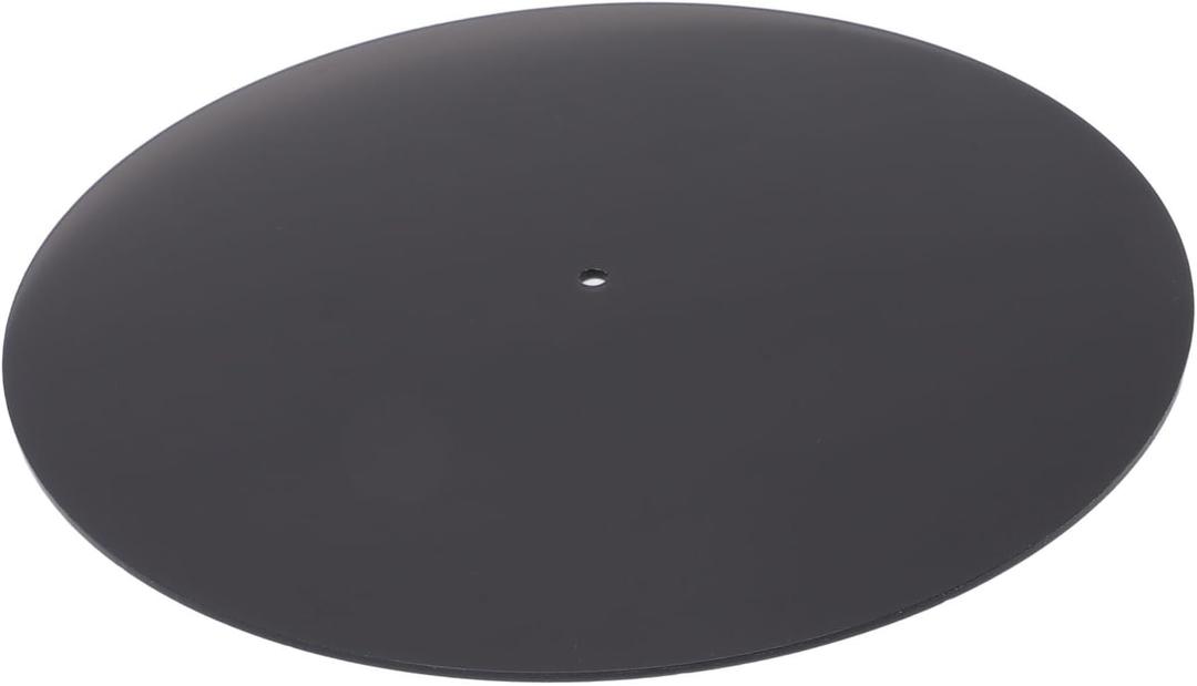 Acrylic Turntable Mat, Shock Absorption Antistatic Non Slip Record Pad with Central Record Label for Standard 12 Inch Turntable Player (Transparent Black)