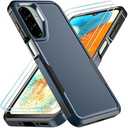 PhuLok Compatible with Samsung Galaxy A26 5G Case with HD Screen Protector, Heavy Duty Rugged Full-Body Shockproof Bumper Military Grade Protection, Navy Blue