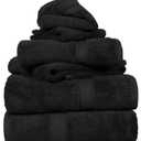 SUPERIOR Egyptian Cotton Ultra Plush & Absorbent, 6 Piece Set, Black, 6-Piece Towel Set