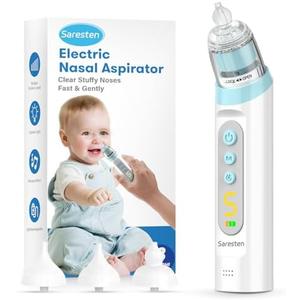 Nasal Aspirator for Baby,Rechargeable Nose Sucker for Baby,Baby Nasal Aspirator with 3 Silicone Tips,Adjustable Suction ,Waterproof Booger Sucker for Baby with Music and Light Function,Blue