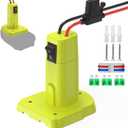 1 Pack Power Wheel Adapter Compatible with Ryobi 18V Battery, Upgraded Battery Converter Kit with Switch, Fuse & Wire Terminals, 12 AWG Wire, Power Connector for DIY RC Car Toys Robotics