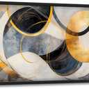Large Abstract Wall Art for Living Room, Oversized Abstract Circle Wall Decor, Black and Golden Abstract Canvas Painting Modern Artwork Home Decoration for Living Room Bedroom Office Framed 36"x24"