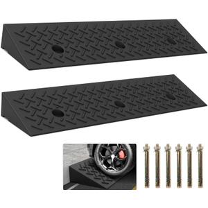 2 Pcs 2" Rubber Curb Ramp Threshold Ramps, 2" H 38.5" L 9.5" W, Heavy Loading 3 Tons (6600 LB) Capacity, Car Slope for Driveway Dock Bike Vehicle Warehouse Motorcycle