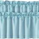 H.VERSAILTEX Blackout Valances for Windows，Kitchen Valances Curtains for Living Room/Bedroom/Bathroom Privacy Decorative Rod Pocket ，2 Packs，52" W x 18" L, Aqua