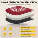 downluxe Indoor Chair Cushions for Dining Chairs, Soft and Comfortable Textured Foam Kitchen Chair Pads with Ties and Non-Slip Backing, 16" x 16" x 2", Red, 4 Pack