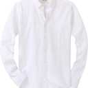 Alimens & Gentle Men's Solid Oxford Shirt Long Sleeve Dress Shirt Work Casual Button Down Shirts with Pocket (Large, White)
