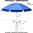 Floating Pool Umbrella - 7ft, Outdoor Floating Umbrella for Inside of Pool with Weighted Base, 4 Cupholders Floating Table with Sun Shade, No-Tools Setup for Pool, Lake & Beach, 9.4 inches x 25.8 inches x 20 inches