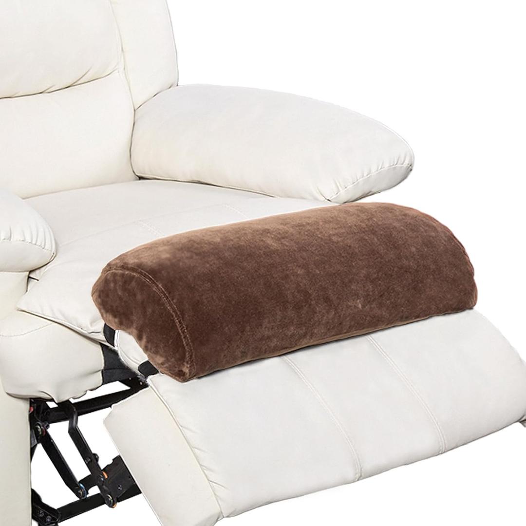Recliner Leg Rest Cushion with Strap, Memory Foam Under Knee Pillow for Back Sleeping and Foot Elevation, Half Moon Bolster Pillow for Chair, Head, Lumbar Support, 23x9x4in (Brown)