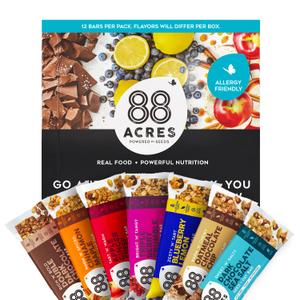 88 Acres Granola Bars | Variety | Gluten Free, Nut-Free Oat and Seed Snack Bar | Vegan & Non GMO | 12 Pack (BB: 05/02/2026)