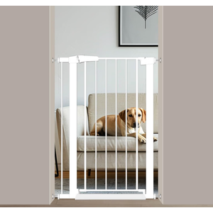 Fairy Baby Narrow Baby Gate 24.5"-29.5" Inch Wide, 38" Tall Pressure Mounted Auto-Close Small Pet Gate for Stairs and Doorways, No Drill Metal Safety Gate Indoor for Kids and Pets, Black