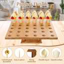 150pc Disposable Wooden Food Cones with 36 Holes Bamboo Ice Cream Cone Holder Display Stand and 150 Colorful Bamboo Stick for Restaurant Catered Events Party or Buffets Ice Cream Food Trucks