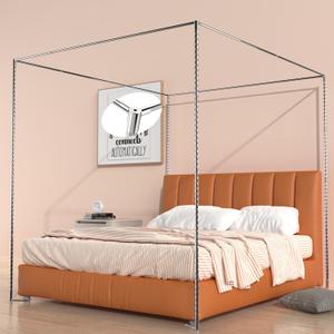 California King Size Canopy Bed Frame,Stainless Steel Bed Canopy Frame Attachment,Frame Poles for Metal Bed or Wood Bed Mosquito Net or Curtains Dcor in The Bedroom