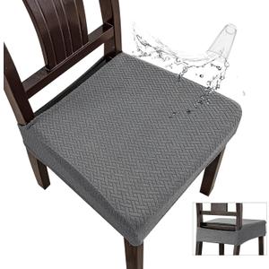 Genina Waterproof Seat Covers for Dining Room Chair Covers Waterproof Dining Chair Covers (6 PCS-Rear-gapped, Grey)