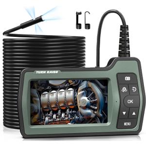 Triple Lens Sewer Camera 50ft | 5" IPS Screen Borescope with Light | 1080P HD Drain Snake Camera for Plumbing Pipe HVAC Inspection Cam + Case Green