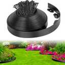 2-Inch x 33 FT Landscape Edging Border with 50 Spikes, Garden Edging Border Lawn Edging, Plastic Edging for Landscaping Flower Beds Yard Pathway Paver Edging (Black)
