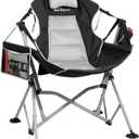Oversized Hammock Camping Chairs, Folding Swing Chair with 1-Step Design, Swinging Hammock Chair with Adjustable Backrest, Lumbar Support & Headrest for Outdoor&Indoor, Support 400LBS, Black