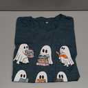 Halloween Teacher Shirts for Women Reading Books T-Shirt Funny Teacher Librarian Halloween Party Tee Tops Dark Green S