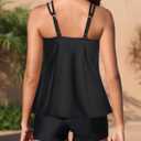 Yonique Womens Two Piece Swimsuits Tankini Top with Boy Shorts Tummy Control Bathing Suits Athletic Swimwear