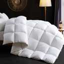 Ubauba Goose Feather Down Comforter Full Size - 100% Cotton Ultra Fluffy Duvet Insert Full, 1200TC, 850+FP, All Season Luxurious Hotel Bedding Comforter with 8 Tabs, White 82 x 86 Inch
