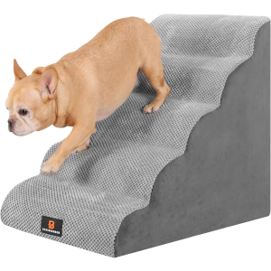 Dog Stairs for Small Dogs, Dog Steps for Bed, 3 Step Dog Stairs for Medium Dogs, Pet Stairs for High Beds and Couch, Pet Steps for Bed, Non-Slip Balanced Stable Bed Stairs for Dog, Grey